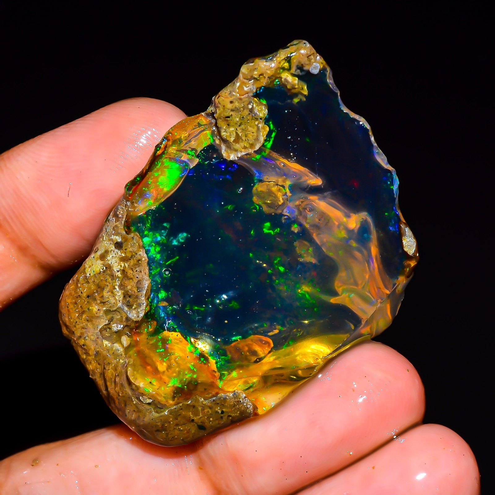 75 Ct Fire Opal Ethiopian Natural Oil Rough Gemstone For Jewelry 44x30x13 mm