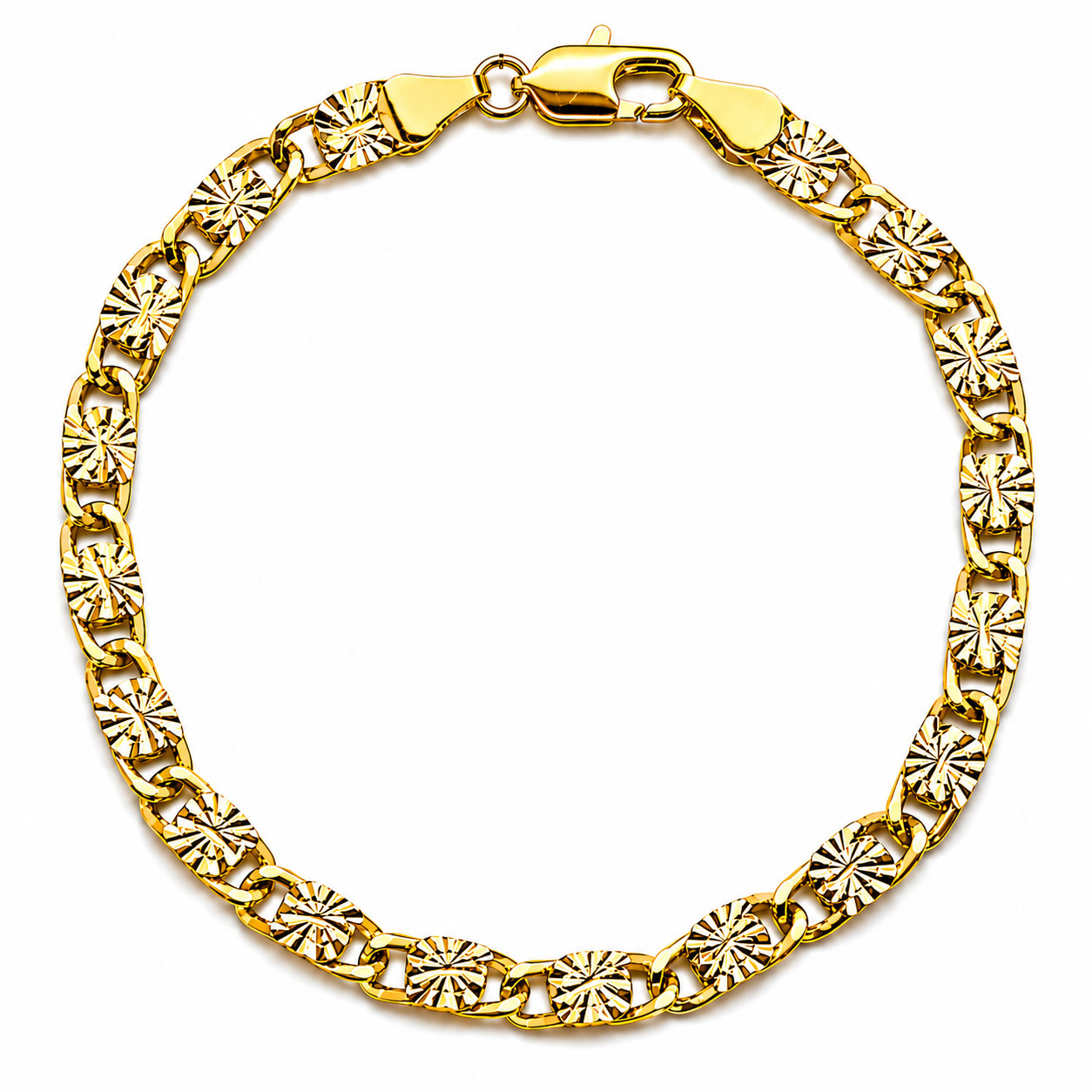 Real Italian 1/200 14K Yellow Gold Overlay Oro Mariner Link Bracelet