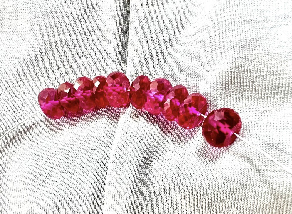 Rare Beautiful Ruby Sapphire Faceted Rondelle Beads Gemstone 10 Pieces beads.