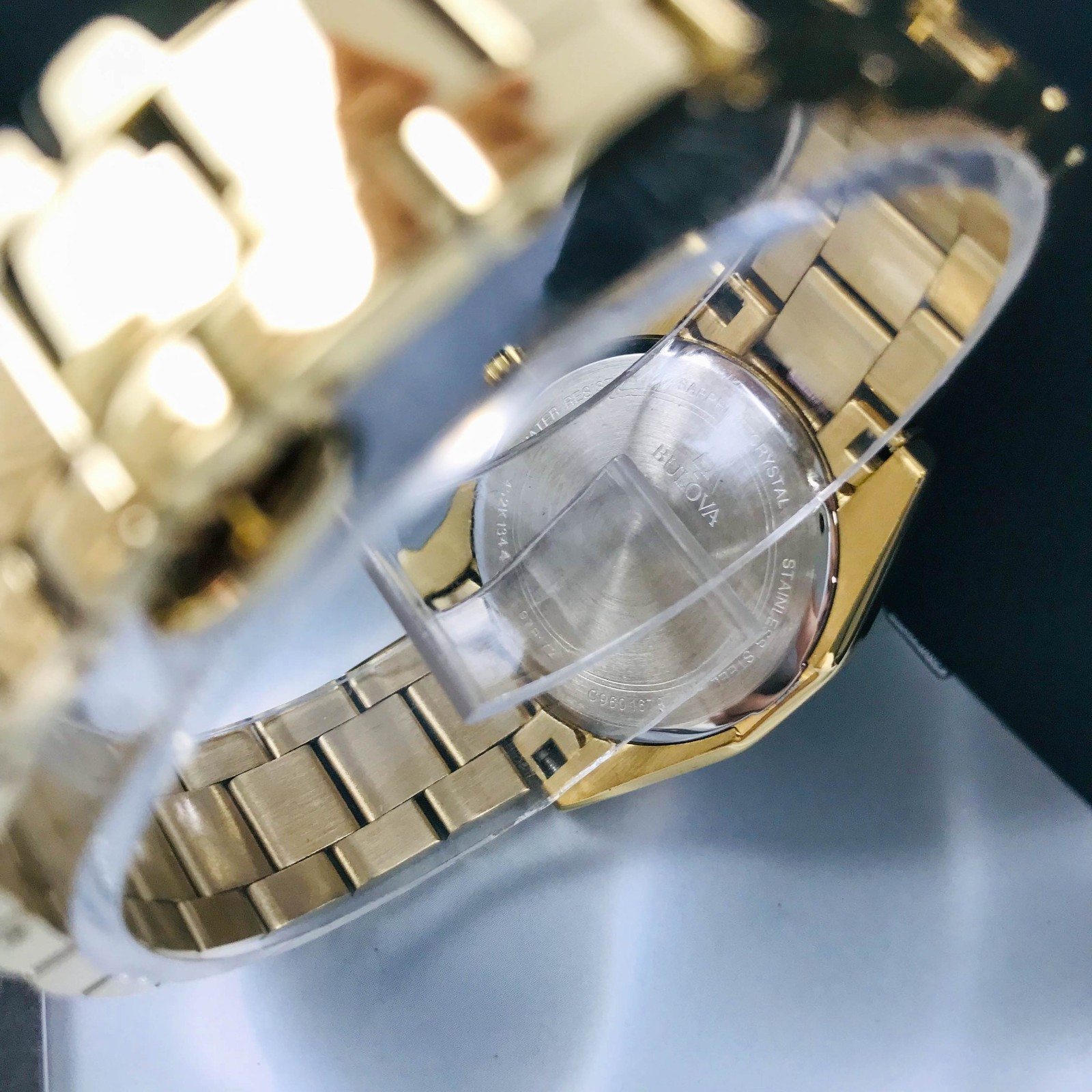 Bulova Women’s Surveyor 97P172 Mother-of-Pearl Diamond Dial Gold-Tone Watch 31mm
