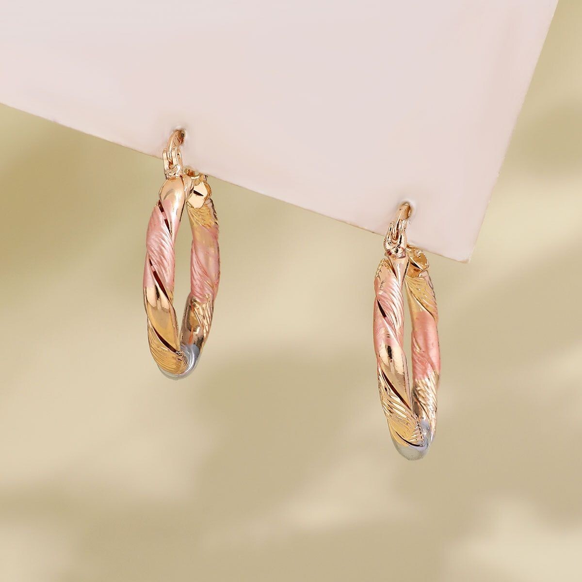 Woman 18k Gold Plated Multicolor Hoop Huggie Round Earring Drop Dangle 25mm