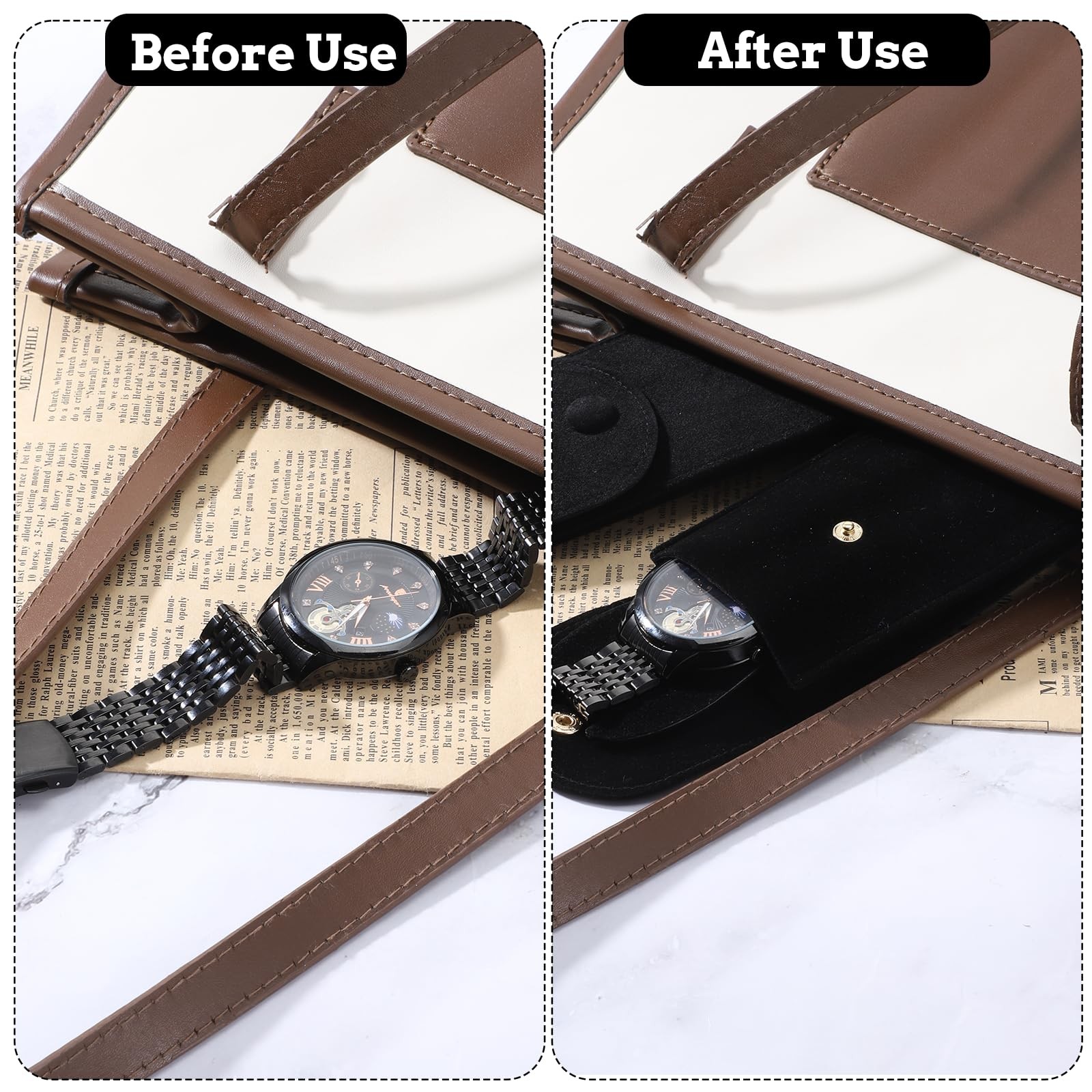 2 Pcs Velvet Watch Pouch Portable Flannelette Watch Storage Bag Single Travel Po