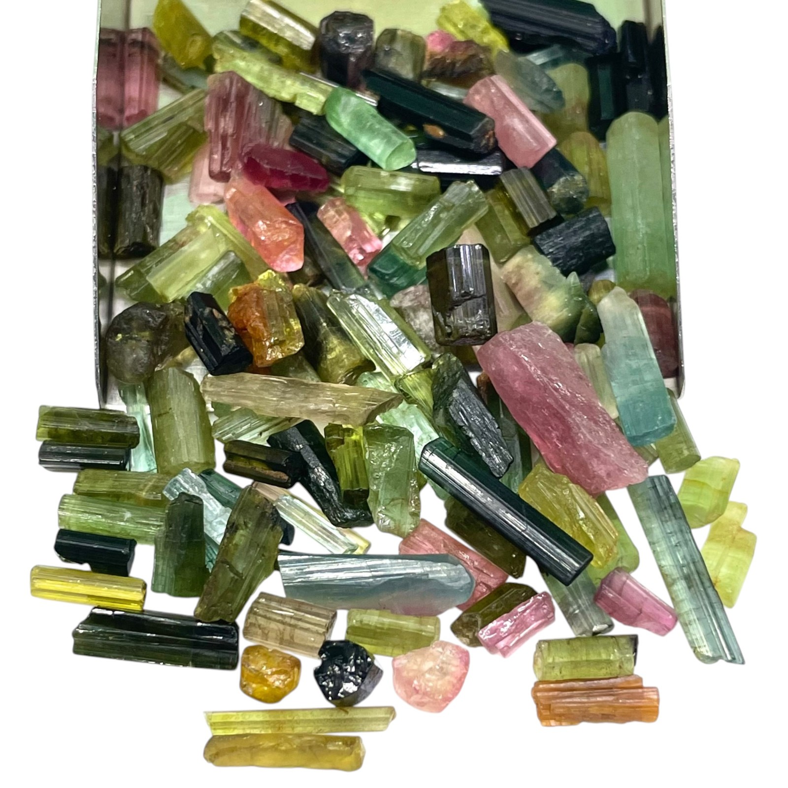 120 Pcs Natural Tourmaline 4-15mm Multi Color Rough Stick Loose Gemstones Lot