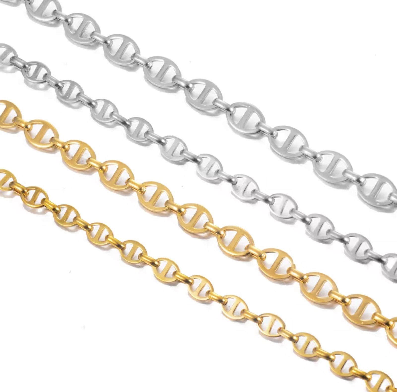 Silver Stainless Steel 40 cm (15.7 in) 8 mm Mariner Chain with lobster clasp
