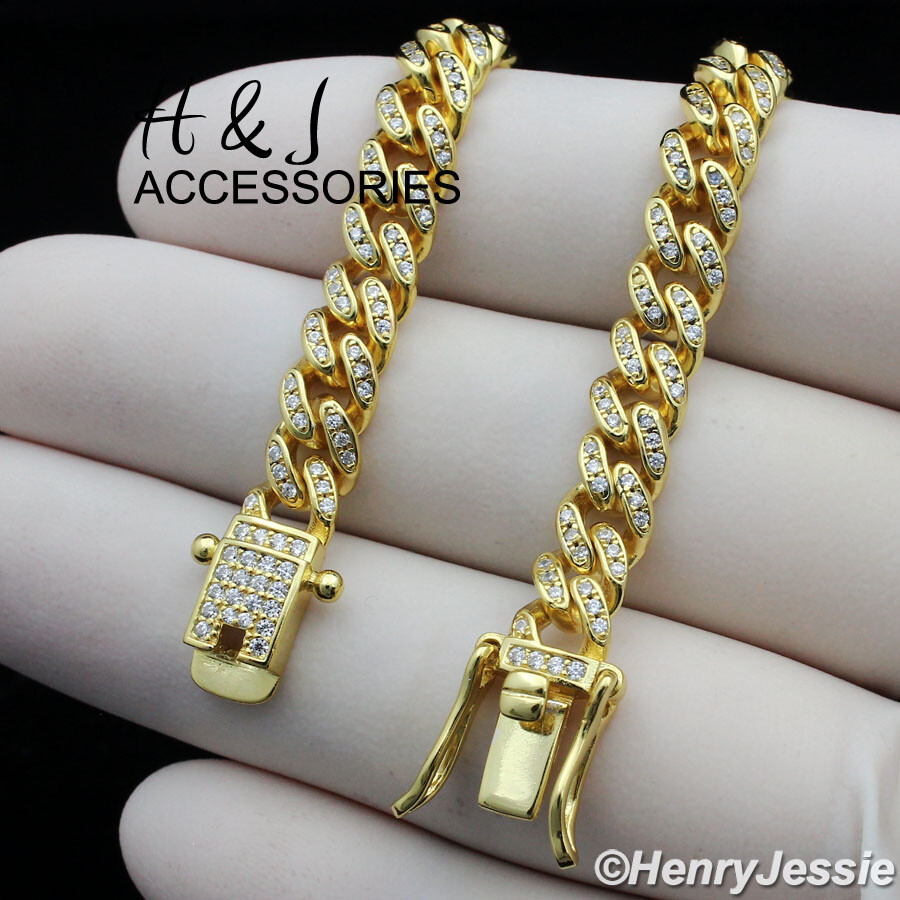 925 STERLING SILVER 18″-30″X6MM GOLD PLATED MIAMI CUBAN CZ NECKLACE*GN19