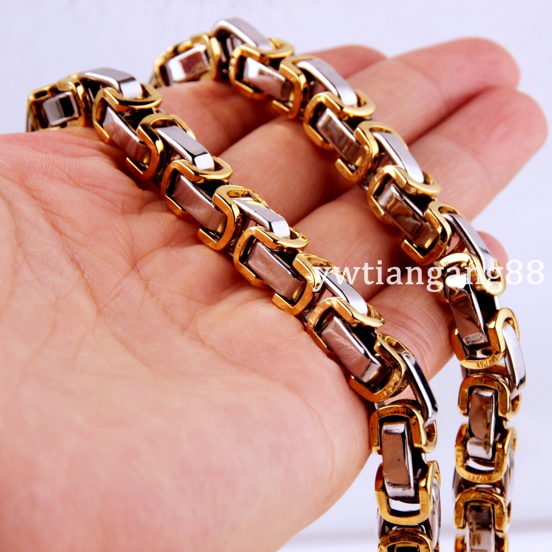 16~40″ 4/5/8mm Fashion Stainless Steel Men Womens Byzantine Box Chain Necklace