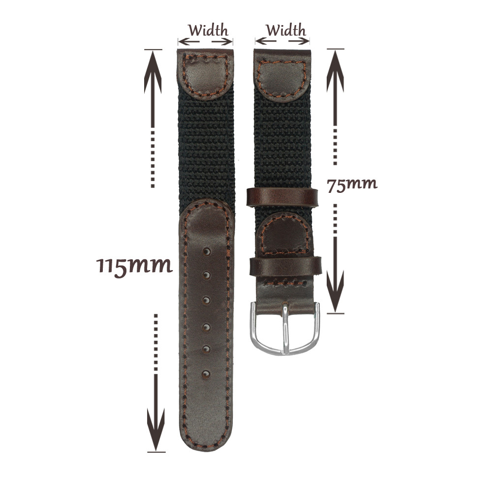 16mm 17mm 18mm 19mm 20mm 22mm 24mm Genuine Leather Nylon Watch Strap Watch Band