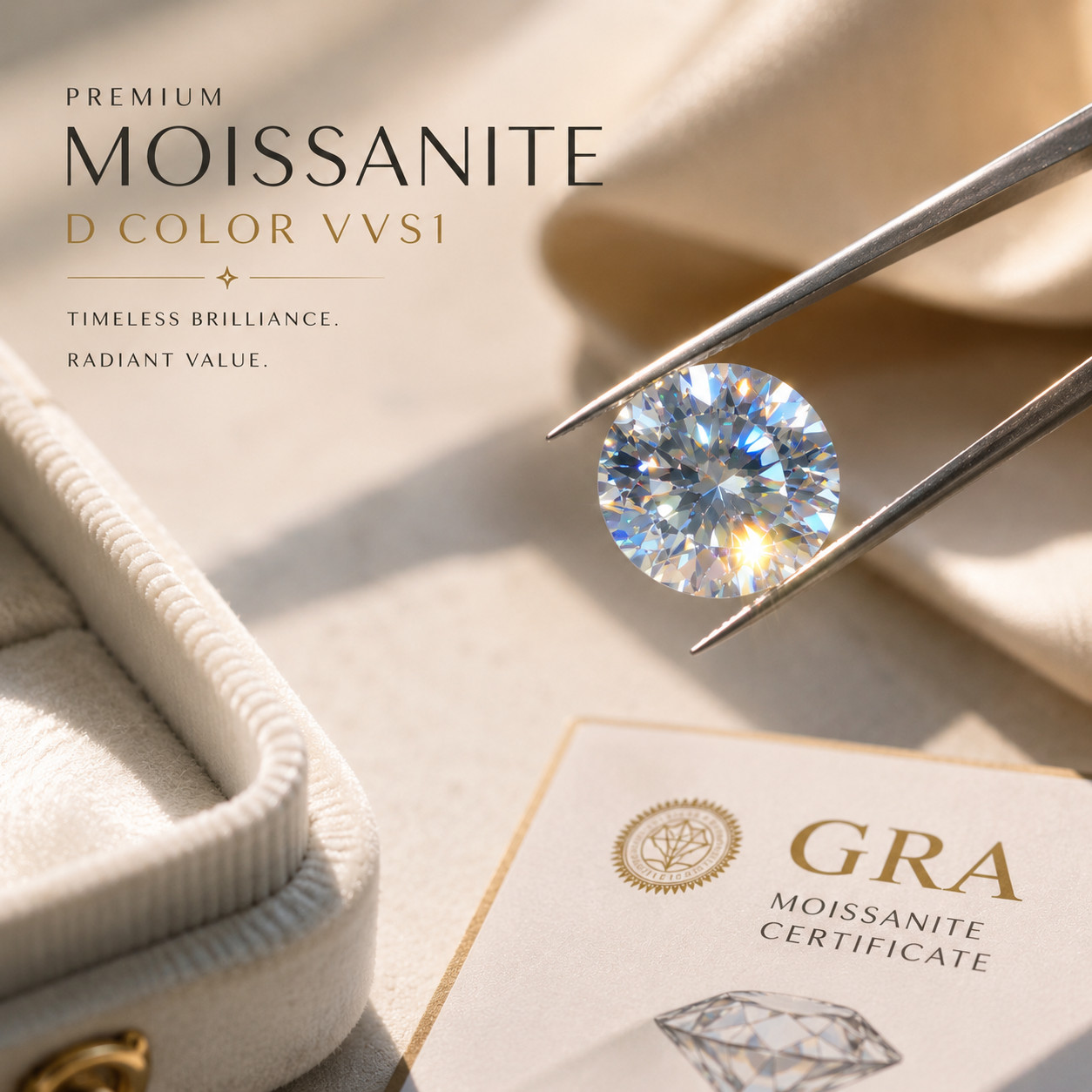 GRA Certified Loose Moissanite Round Stones D VVS1 0.1 Carat – 20 Carat