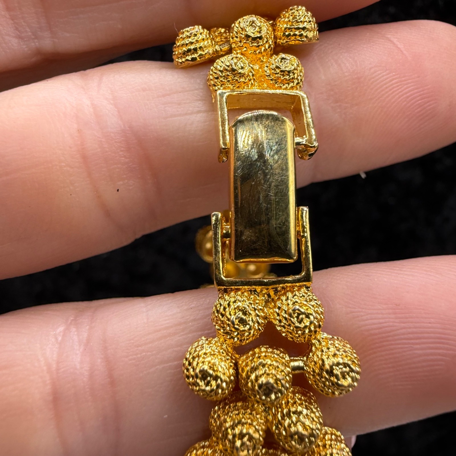 Vintage Bracelet Gold Tone Hazelnut Textured Popcorn 7”