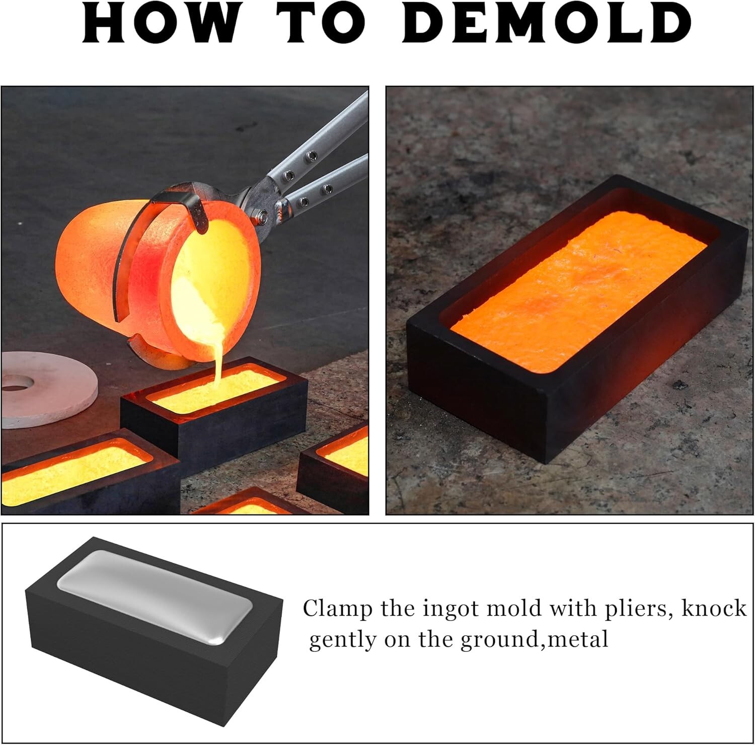1kg Graphite Ingot Molds,Metal Melting Refining Tools for Casting Gold Silver…