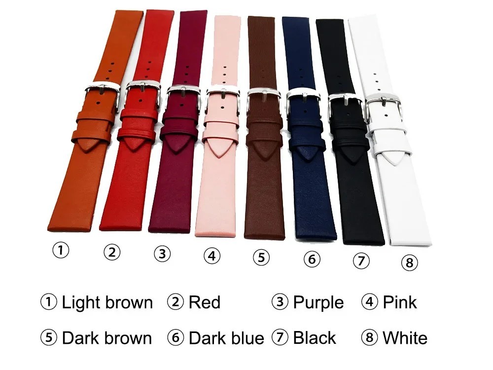 Leather Watch Band 12mm 14mm 16mm 18mm 20mm 22mm Pin Buckle Strap