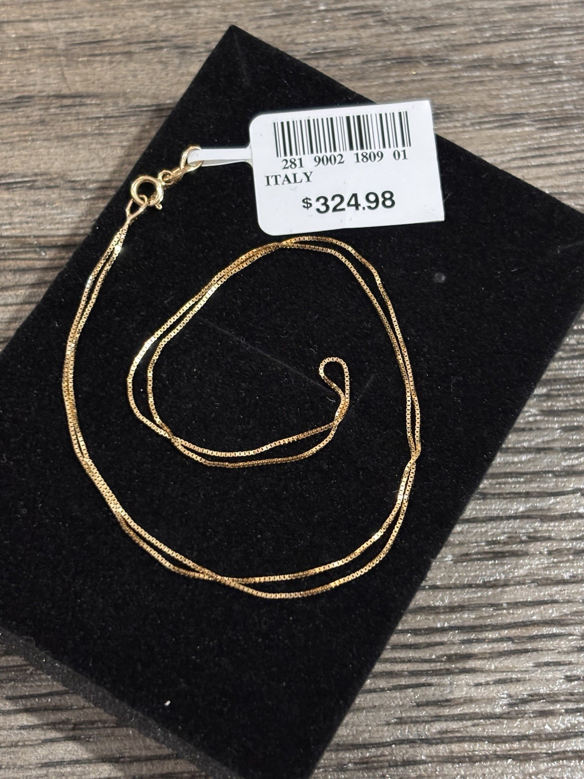 New 14K Yellow Gold Box Chain Necklace 18″ Inch 035 Gauge Solid Italy NWT