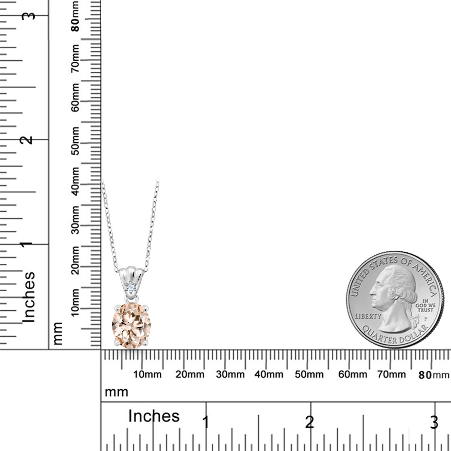 3.23 Ct Oval Peach Morganite 925 Sterling Silver Pendant
