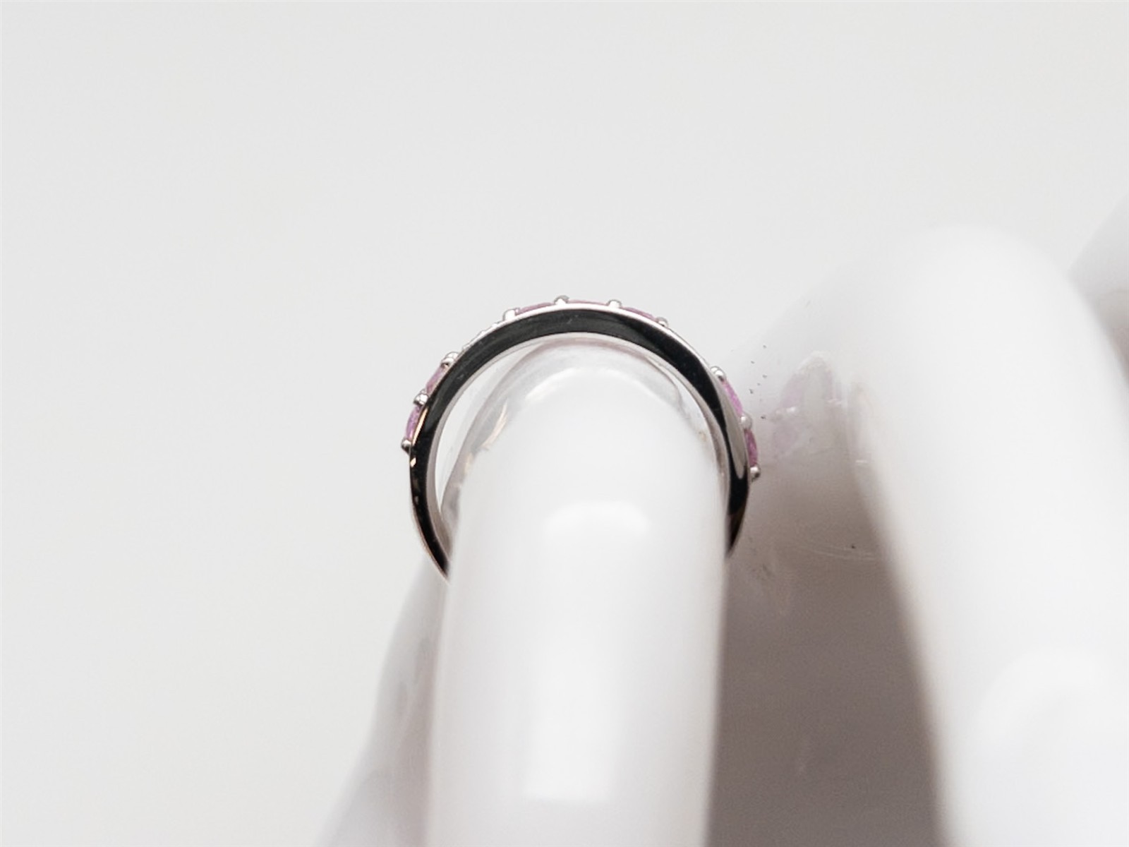 Designer $2400 3ct Natural Pink Sapphire Diamond 14k White Gold 5mm Band Ring 3g