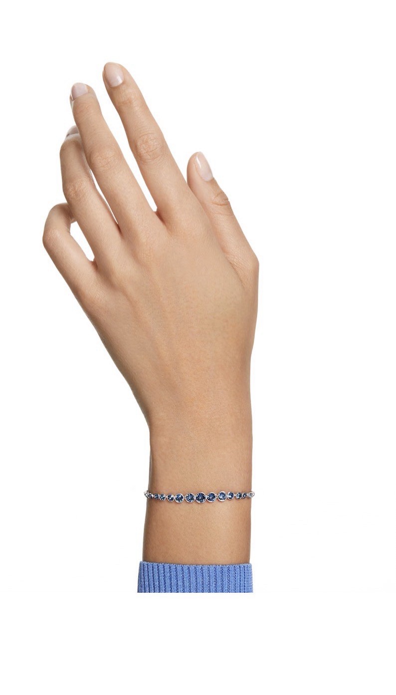 Swarovski Imber Emily bracelet Mixed round cuts, Blue, Rhodium plated 5663394