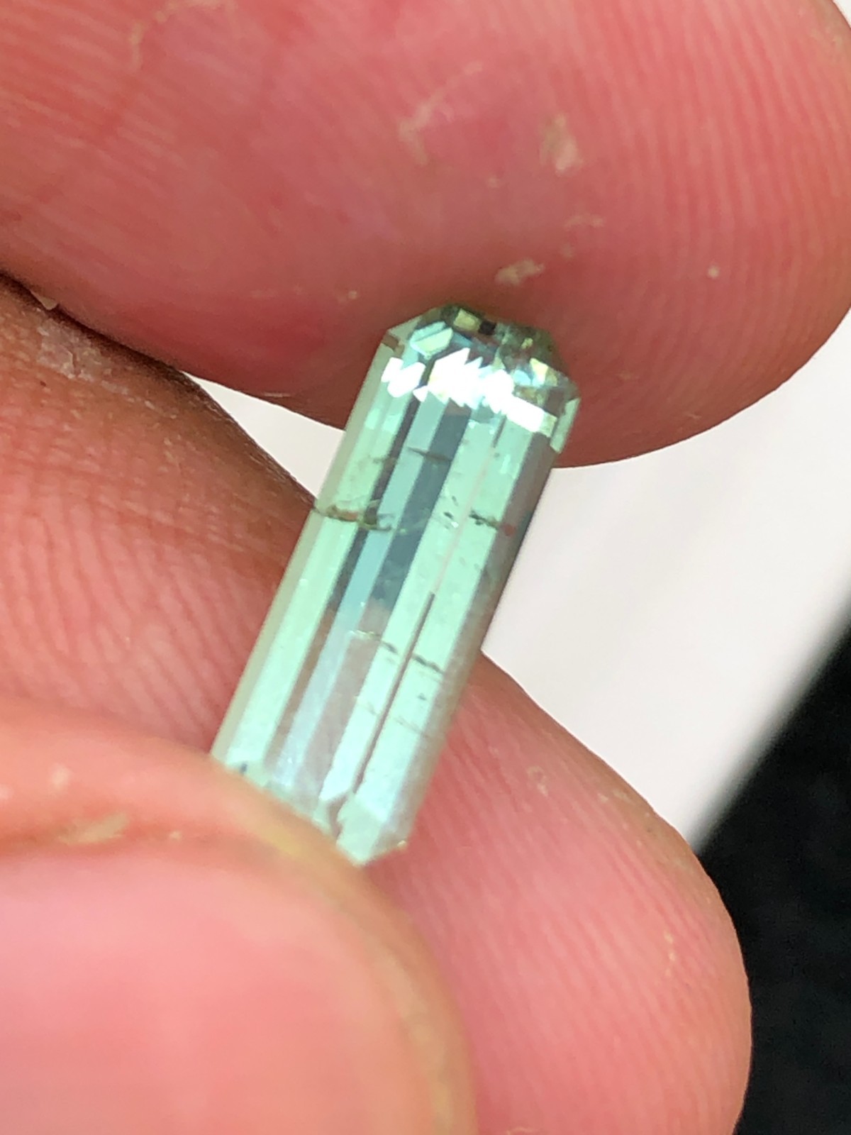 1.80 Ct Natural Seafoam Tourmaline Long Emerald Cut Slightly Included