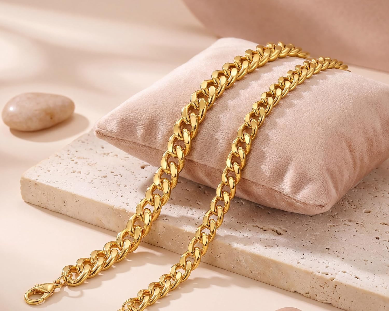Layered Ankle Bracelets for Women Waterproof, 14K Gold/Silver Plated Cuban Chain