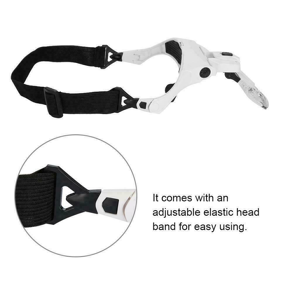 Magnifying Glass Lens LED Light Lamp Visor Head Loupe Jeweler Headband Magnifier