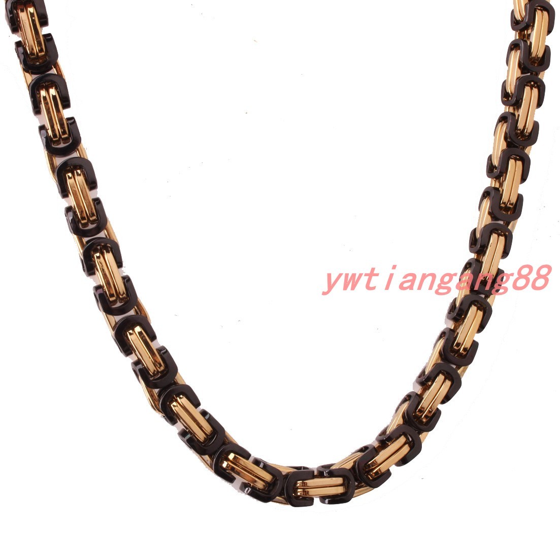 Men Chain Stainless Steel Silver/Gold/Black Tone Byzantine Box Necklace Bracelet