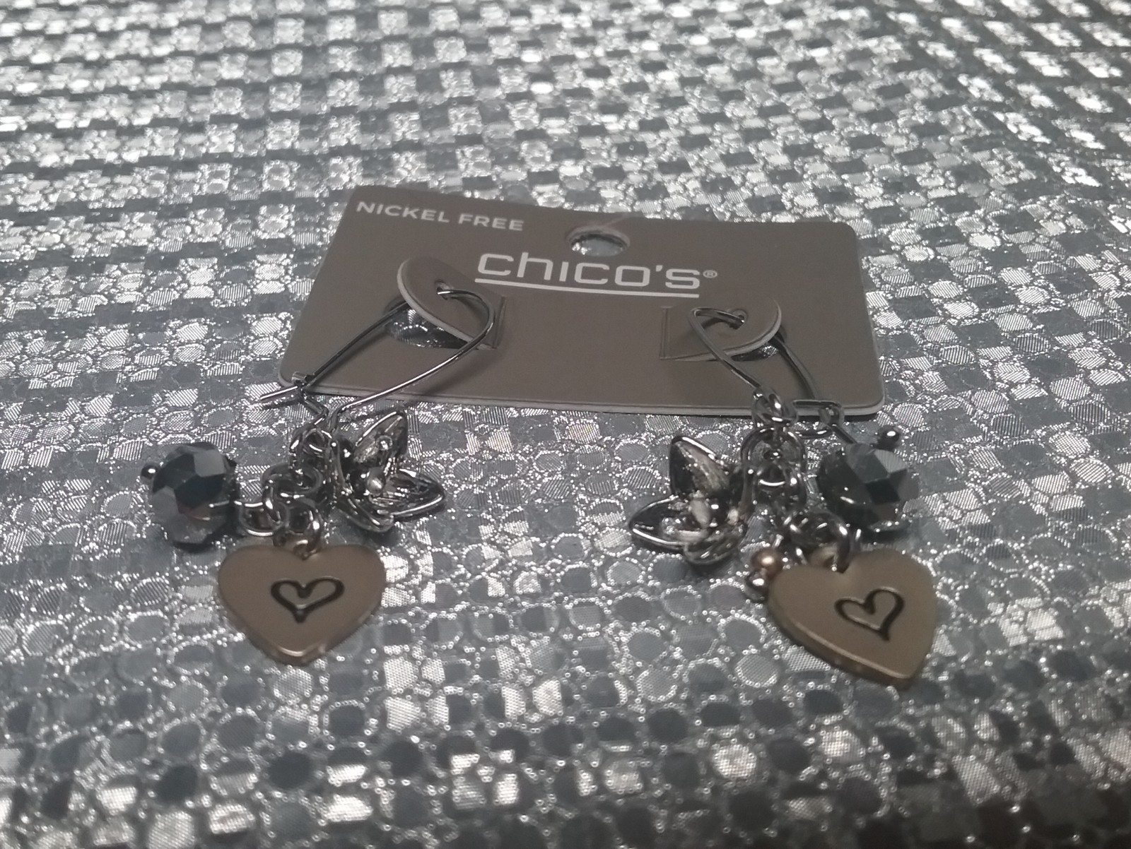 Lot of 3 Chico’s Necklace & Earrings Silver & Gold Tone In very good condition