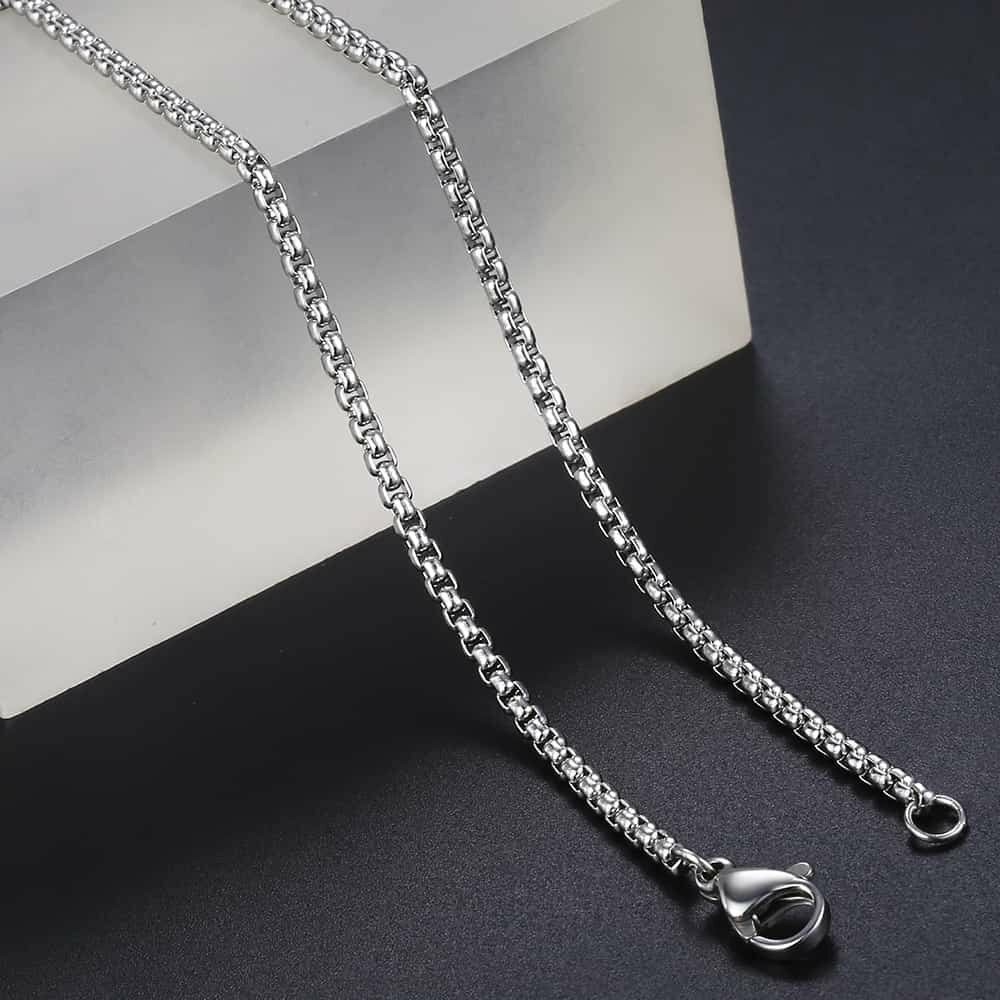 USA 1.5/2/3/4mm Round Box Chain Necklace Stainless Steel Link Men Women 18-28″