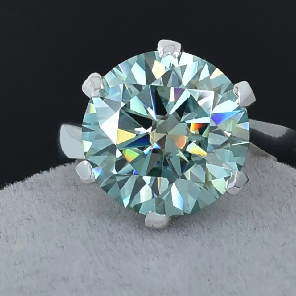 RARE 8.70 Ct Certified Round Cut Blue Treated Diamond Solitaire Ring 925 Silver