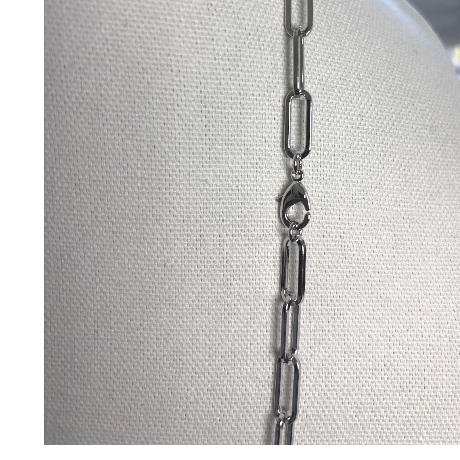 Necklace Silver Tone Metal Paperclip Link Lobster Clasp Modern Minimalist New
