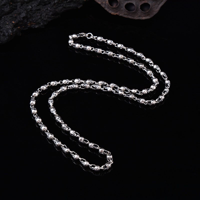 S925 Silver SKULL LINK CHAIN Necklace HEAVY Biker Gothic Statement 5mm 18″-28″