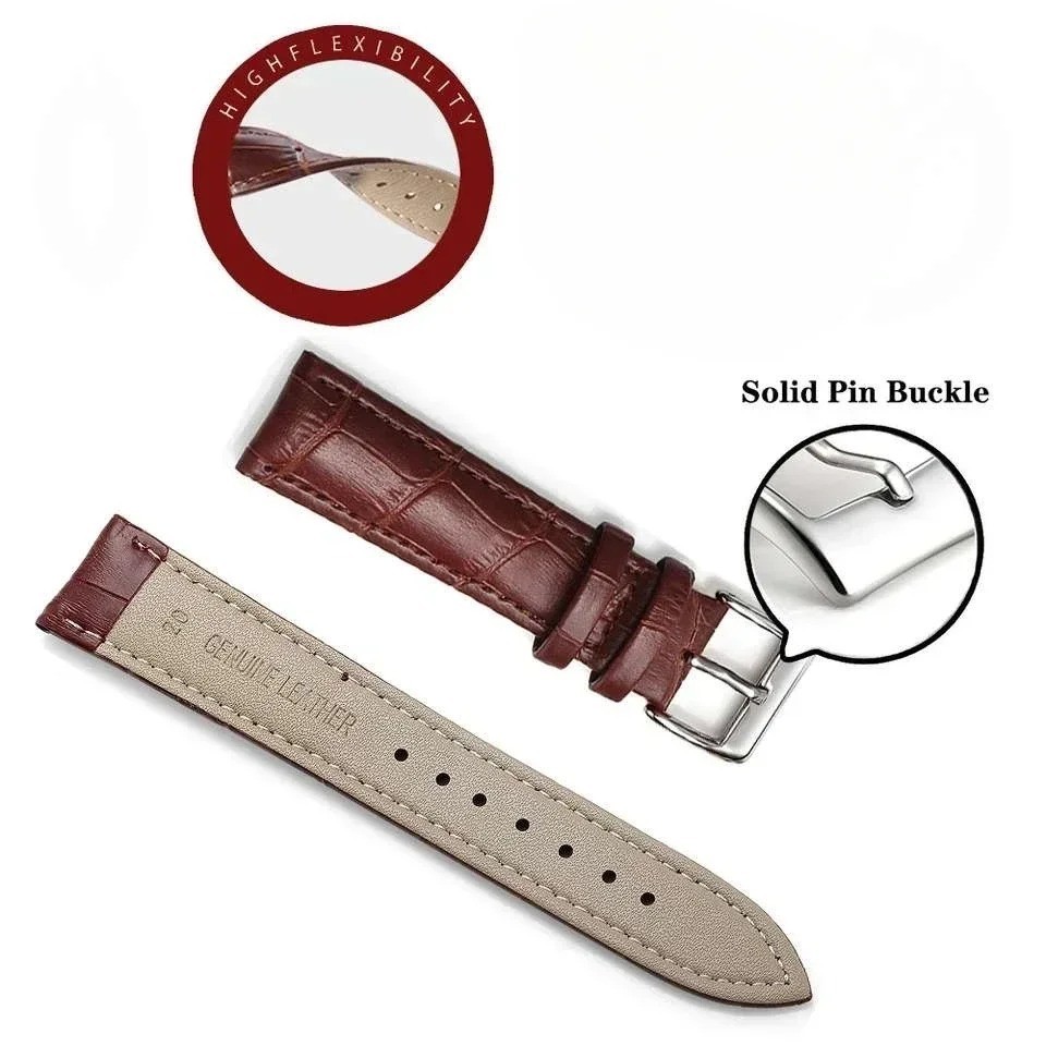 Genuine Leather Mens Watch Strap Band Brown Black 12mm 14mm 16mm 18mm 20mm 22mm
