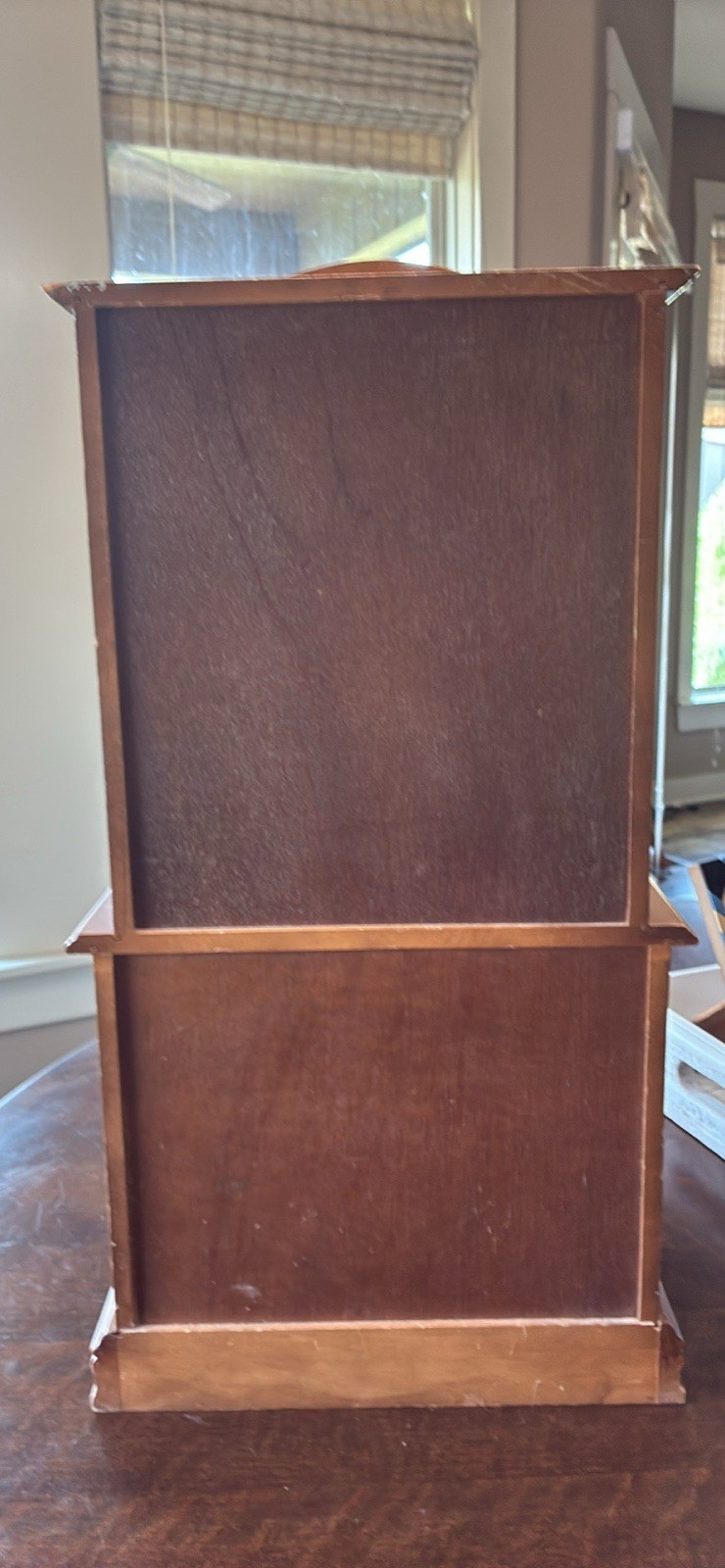Brown Wood Jewelry Box Armoire w/ Mirror, Velvet Lined Drawers, Ring Storage