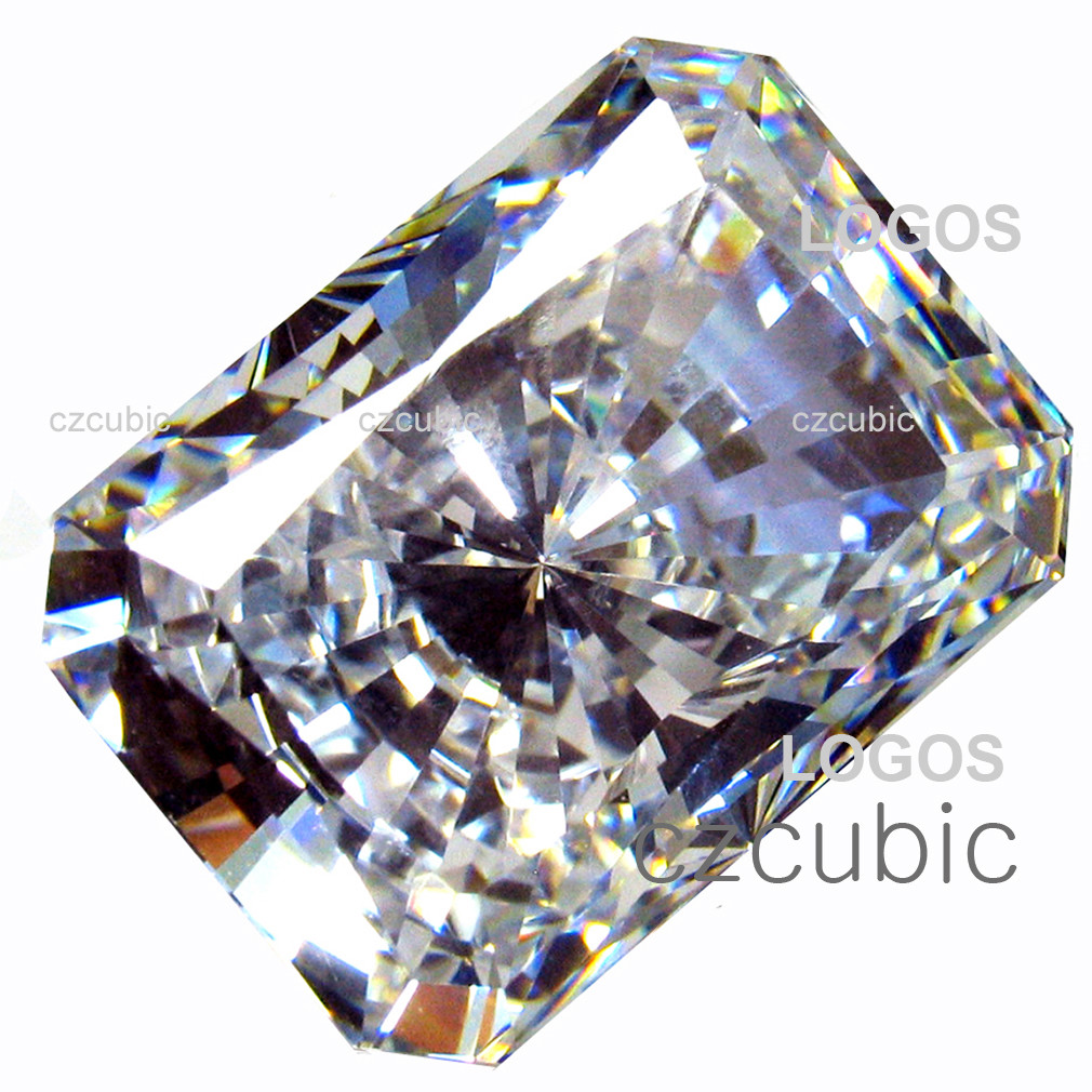 CUBIC ZIRCONIA EMERALD-RADIANT CUT SUPER QUALITY WHITE CZ CLEAR U.S.A SHIPPER