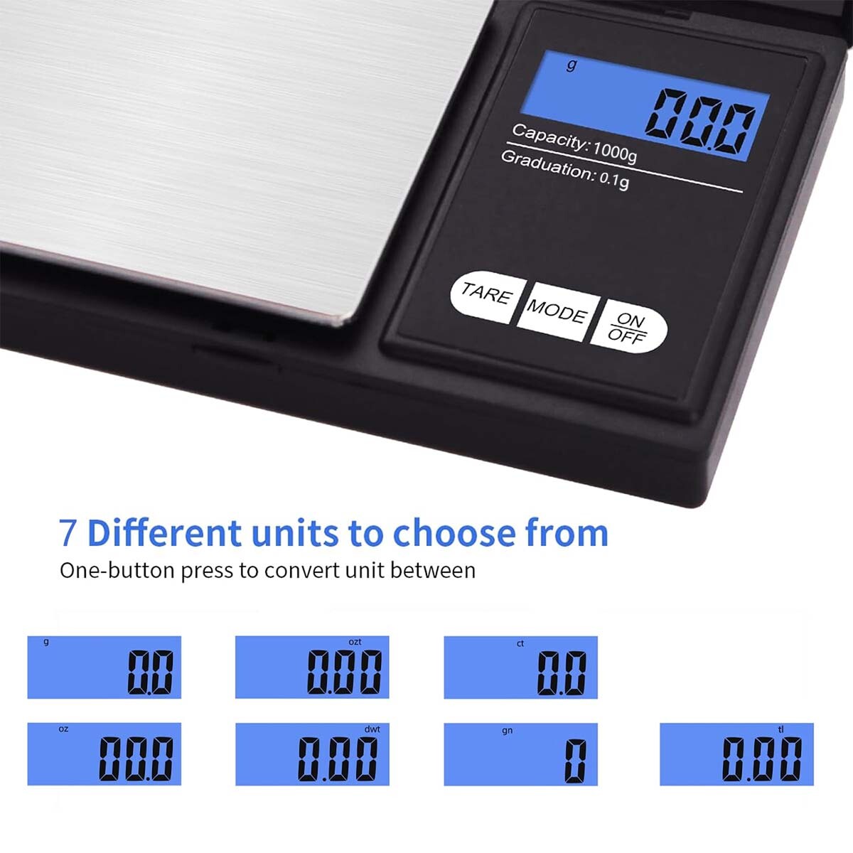 Digital Scale 1000g x 0.1g Jewelry Gram Silver Gold Coin Pocket Size Herb Grain