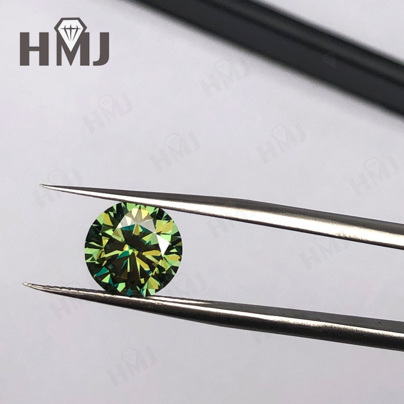Round Green Blue Colors Loose Moissanite Stone Gemstone VVS1 W. GRA Certificate