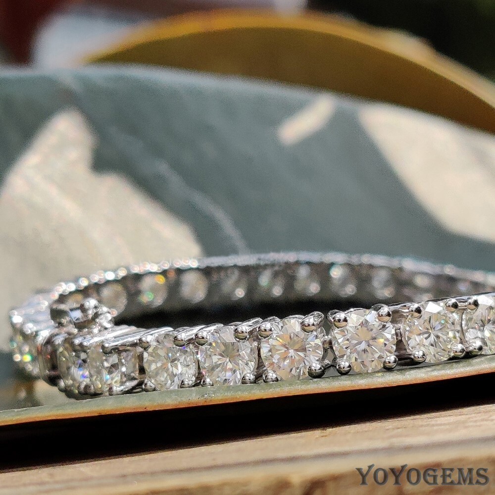 7′ Inch Long Tennis Wedding Bracelet 7.00 Carat Round Cut Solid 14K White Gold