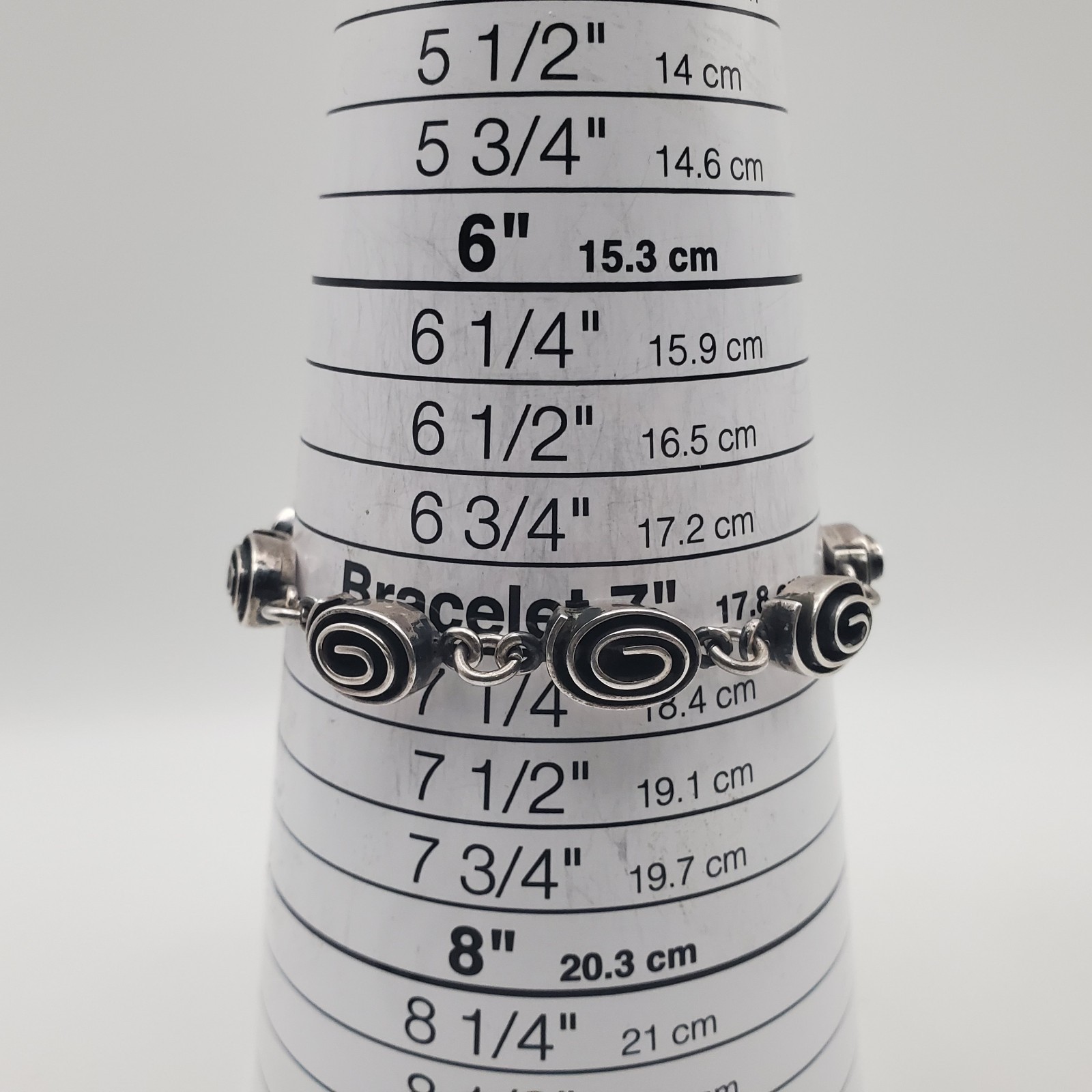 Sterling Silver 925 Oxidized Spiral Link Bracelet 7 in. 30g