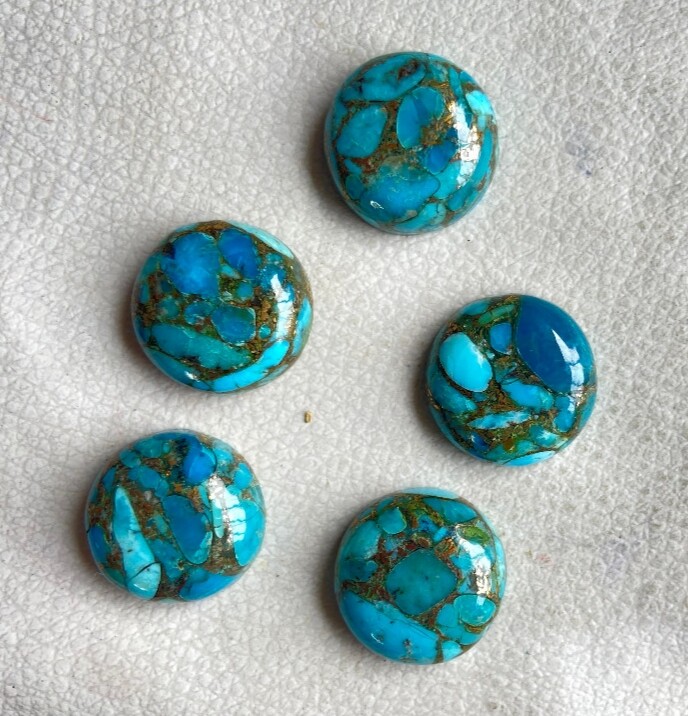 [WHOLESALE] BLUE COPPER TURQUOISE CABOCHON ROUND SHAPE LOOSE GEMSTONE