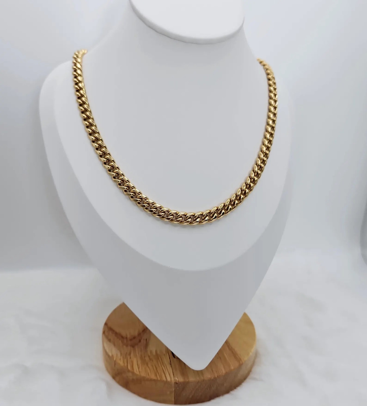 Gold 7mm Curb Chain For Men, 14k Heavy plated Gold, No Fade, Waterproof
