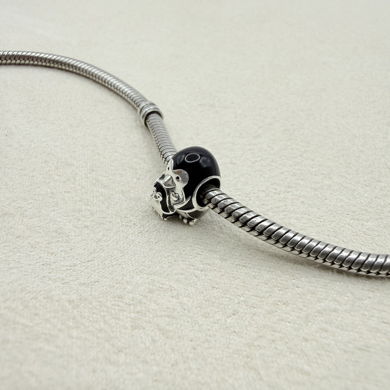 Pandora Moments Sterling Silver Black Enamel Penguin Family Charm Bead