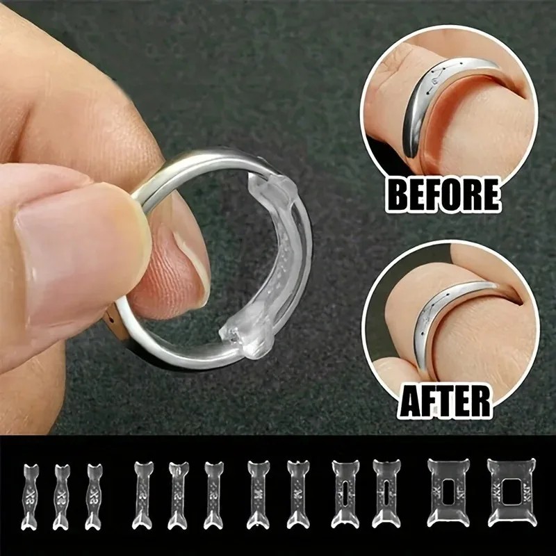 12PCS Clear Ring Size Adjuster Invisible Ring Sizer Jewelry Fit Reducer Guard US