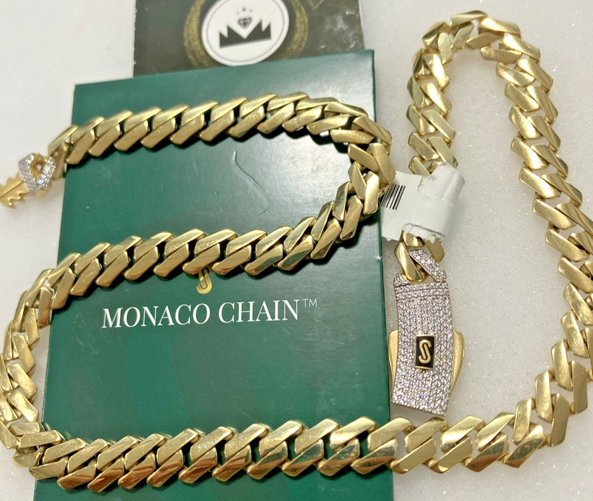 10kt Real Gold Monaco Edge Cuban Chain 9mm CZ Lock 23.5grams 18.5” New With tag.