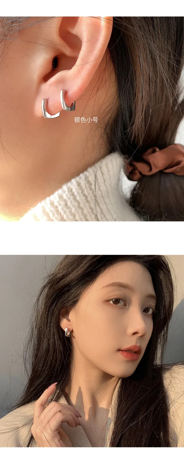 925 Sterling Silver Square Huggie Hoop Earrings Minimalist Small Women Jewellery