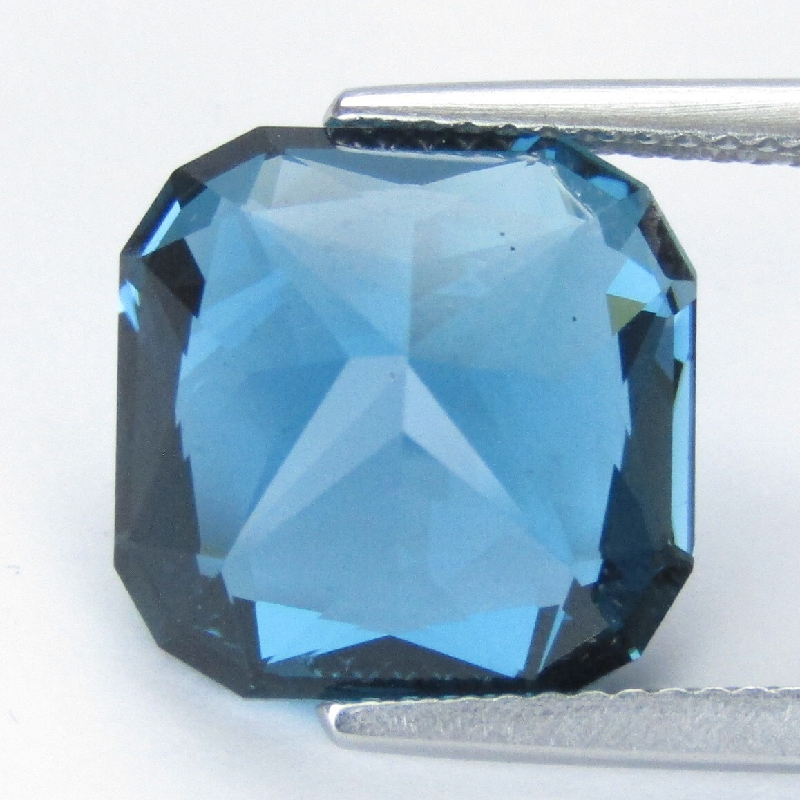 10.49Ct Striking Natural London Blue Topaz 12.3mm Cushion Precision Cut Gemstone