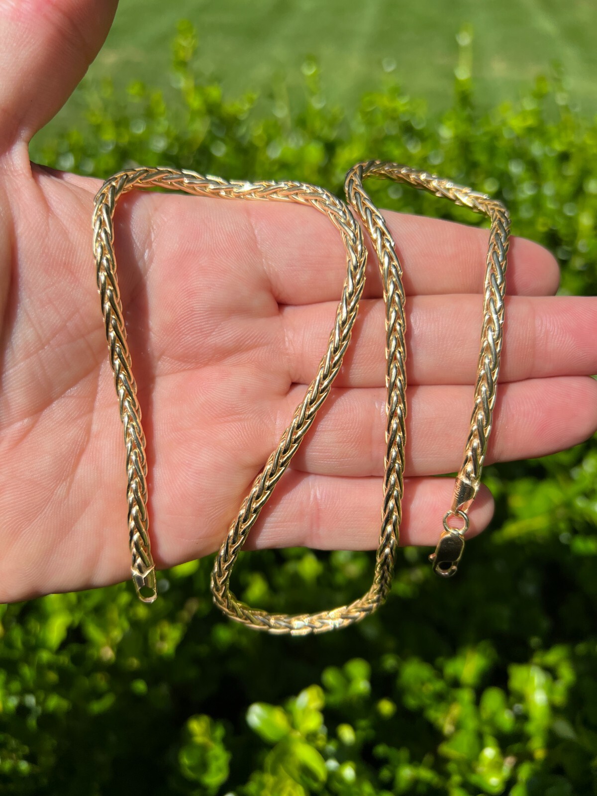 Real 14k Gold Plated 925 Sterling Silver Spiga Rope Wheat Chain Necklace 2-5mm