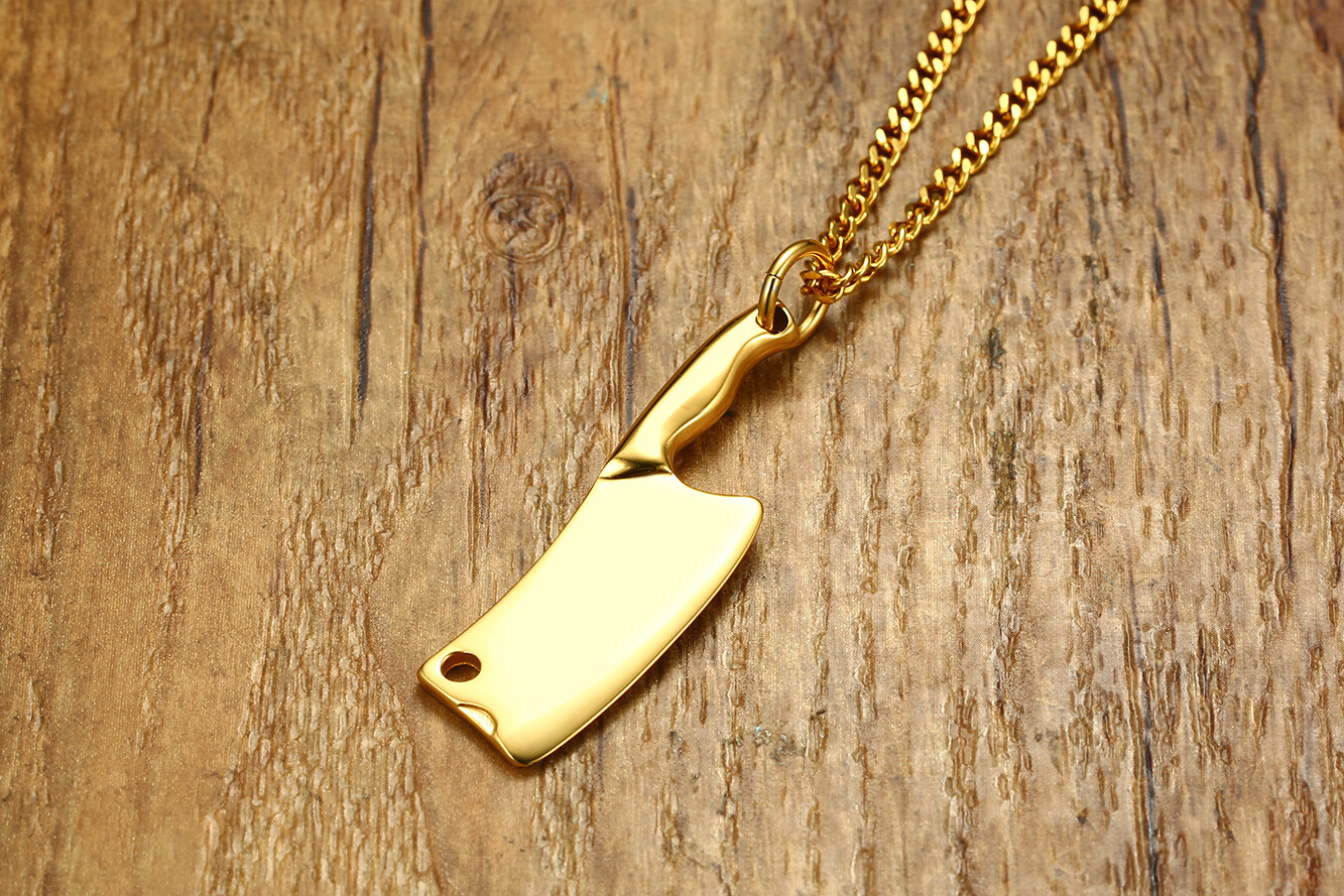 Stainless Steel Kitchen Knife Pendant Multicolor Necklace Personalized Jewelry