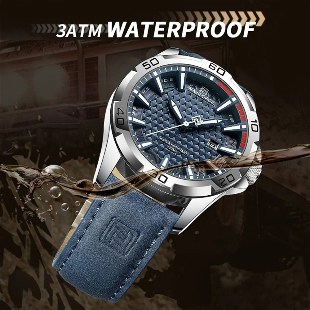 NAVIFORCE Men Quartz Watch Leather Watch Gifts Simple Dial Male Sport Wristwatch