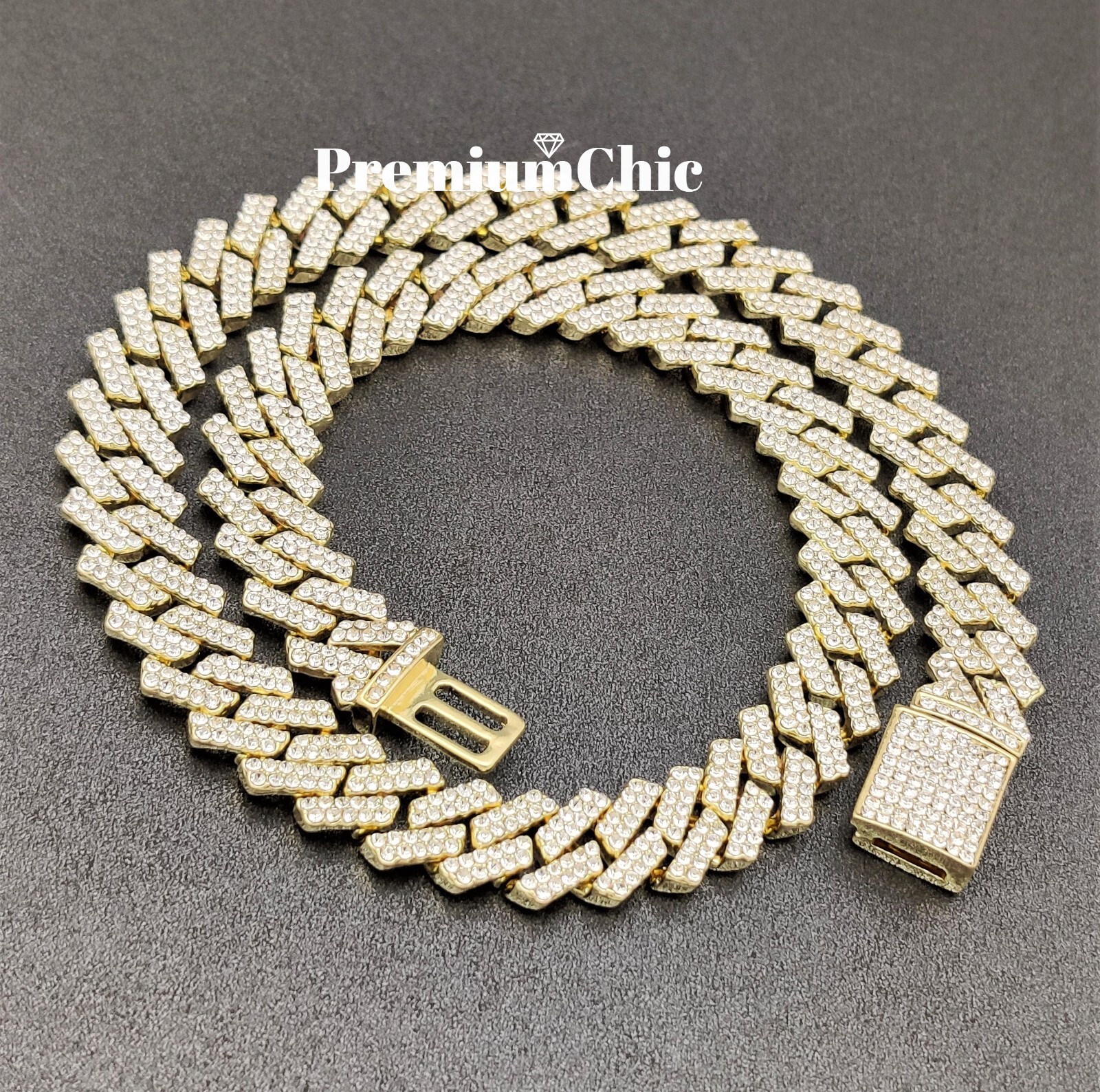 ICED 14MM Miami Cuban Prong Link CZ Necklace/Bracelet Mens Hip Hop Plated Chain