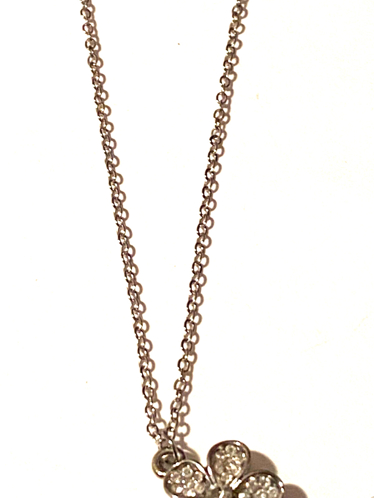 Necklace Silver Tone Double Strand Black Flowers 14 Inch
