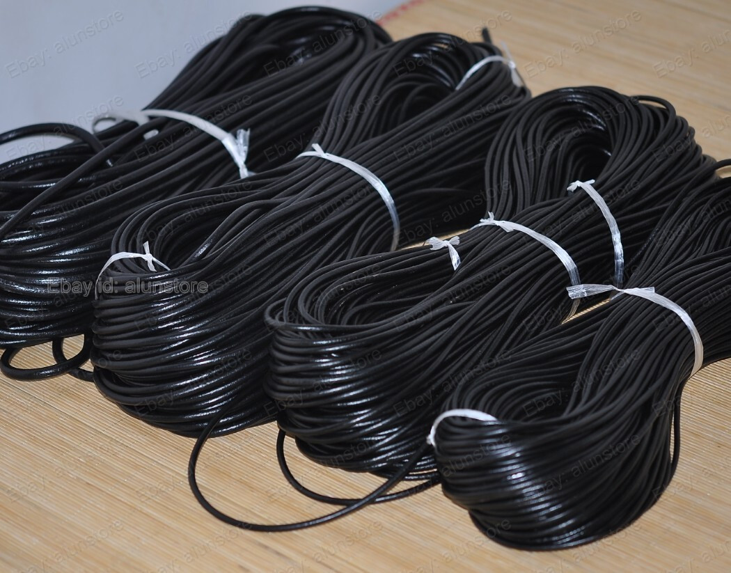 authentic Leather Round Black Cord DIY Making String 1.5mm 2mm 3mm 4mm-6mm 8mm
