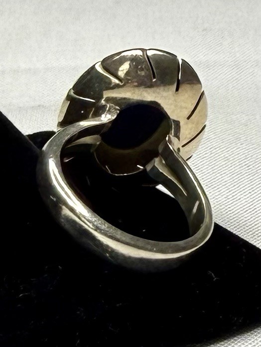 Vintage Taxco Mexico .925 Sterling Silver Lapis Lazuli Ring Size 7.5 Signed CII