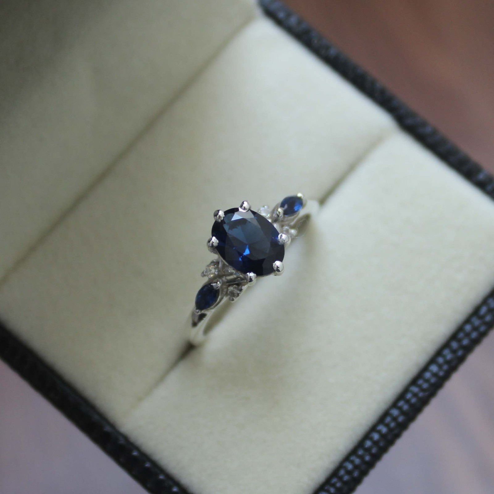 1.3 ct Oval Cut Lab Created Blue Sapphire Ring 925 Sterling Silver
